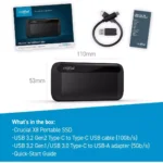 Crucial X8 1TB Portable SSD - Up to 1050MB/s - PC and Mac - USB 3.2 External Solid State Drive