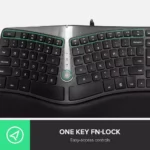 DeLUX Wired Ergonomic Split Ergo Keyboard with Wrist Rest, 2 USB Passthrough
