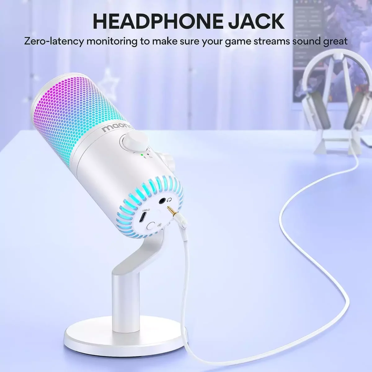 MAONO DM30 RGB USB Gaming Microphone (White)