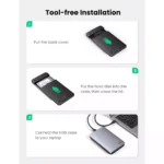 UGREEN Hard Drive Enclosure for 2.5" SATA SSD HDD Aluminum USB C to SATA Adapter USB 3.1 Gen 2 Support