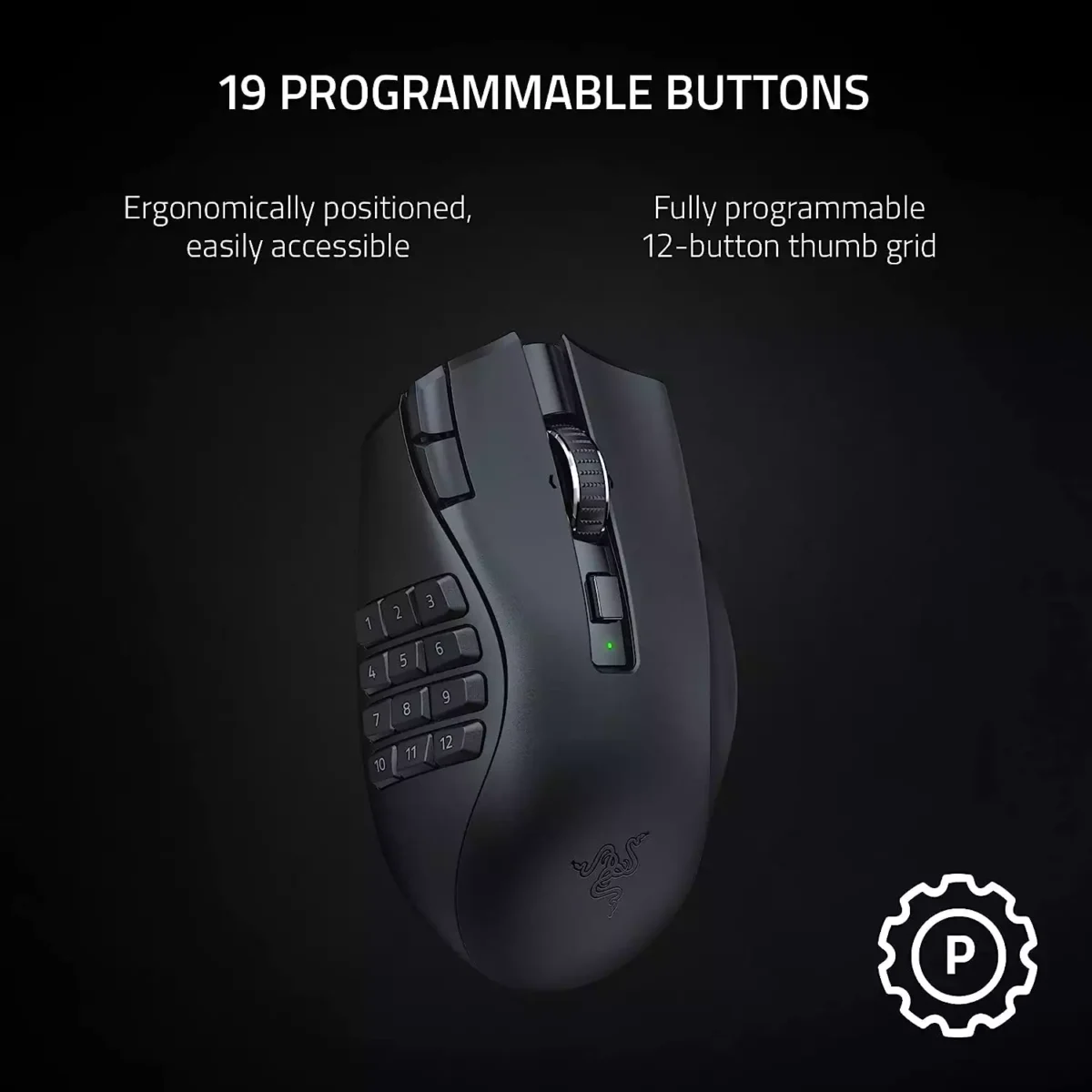 Razer Naga V2 HyperSpeed Wireless MMO Gaming Mouse 19 Programmable Buttons Focus Pro 30K Optical Sensor