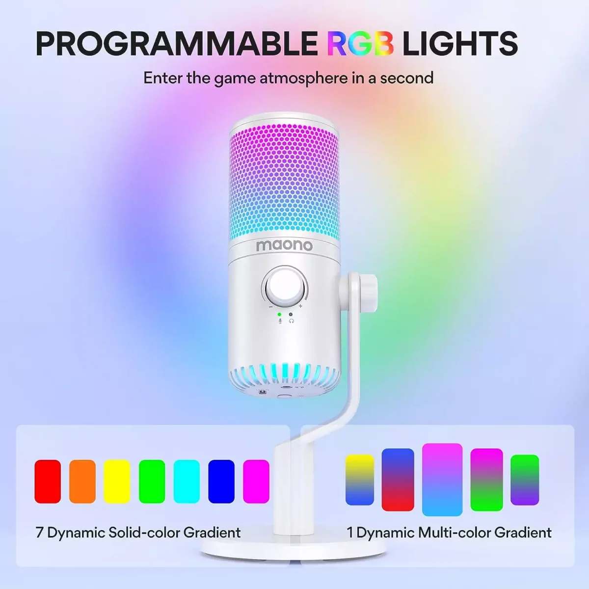 MAONO DM30 RGB USB Gaming Microphone (White)