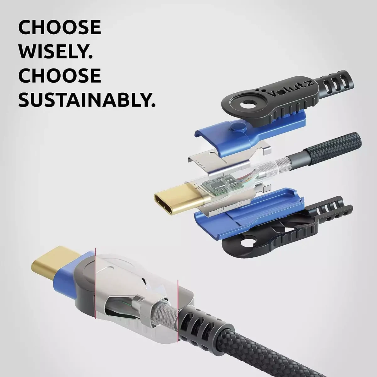 Volutz USB C Cable, (5-Pack 3M, 2M, 2X 1M, 30CM)