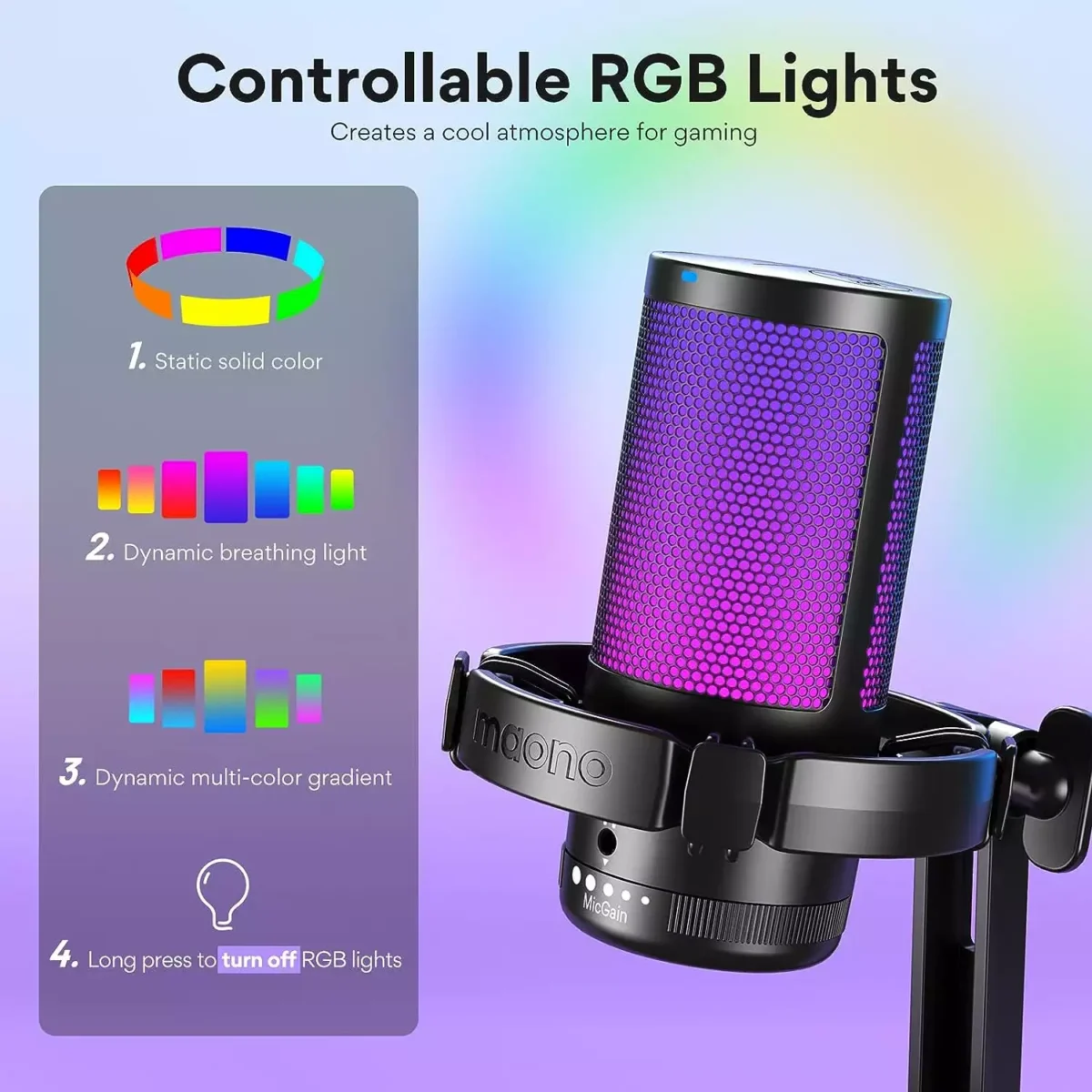 MAONO DGM20 RGB USB Condenser Gaming Microphone (Black)
