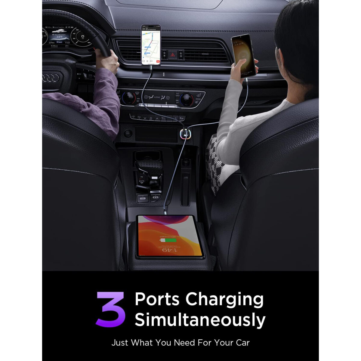 LISEN Car Charger USB-C 3 Port
