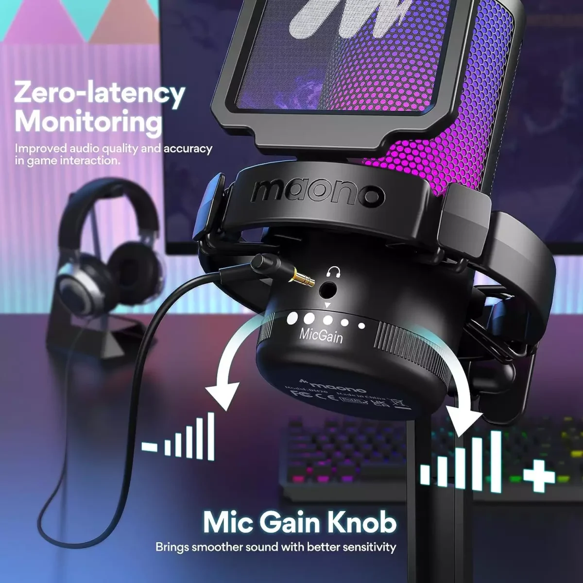 MAONO DGM20 RGB USB Condenser Gaming Microphone (Black)