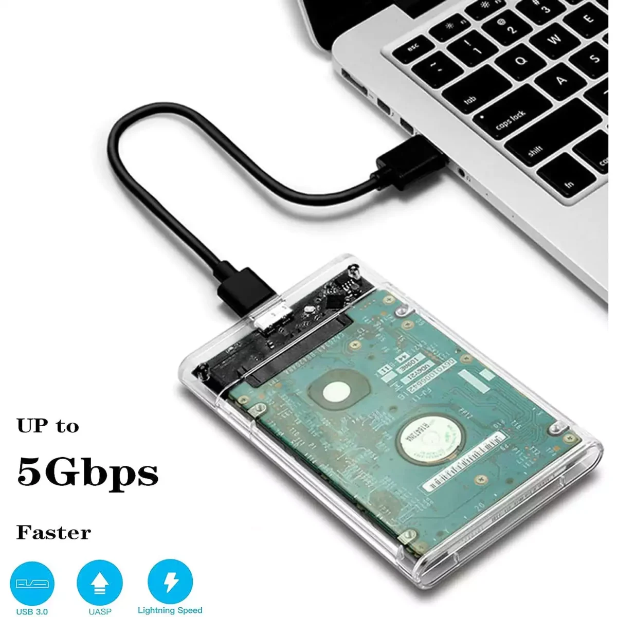 2.5 SATA to USB 3.0 External Hard Drive Enclosure for 2.5 Inch SSD & HDD 9.5mm 7mm External Hard Drive Case Supports