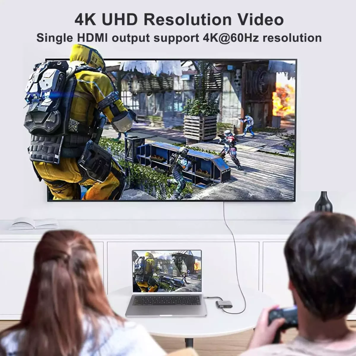 ONTEN USB-C to HDMI VGA Adapter, 1080P VGA and 4K HDMI, USB-C Thunderbolt 3 to Dual Display Adapter. Compatible with Thunderbole3/4