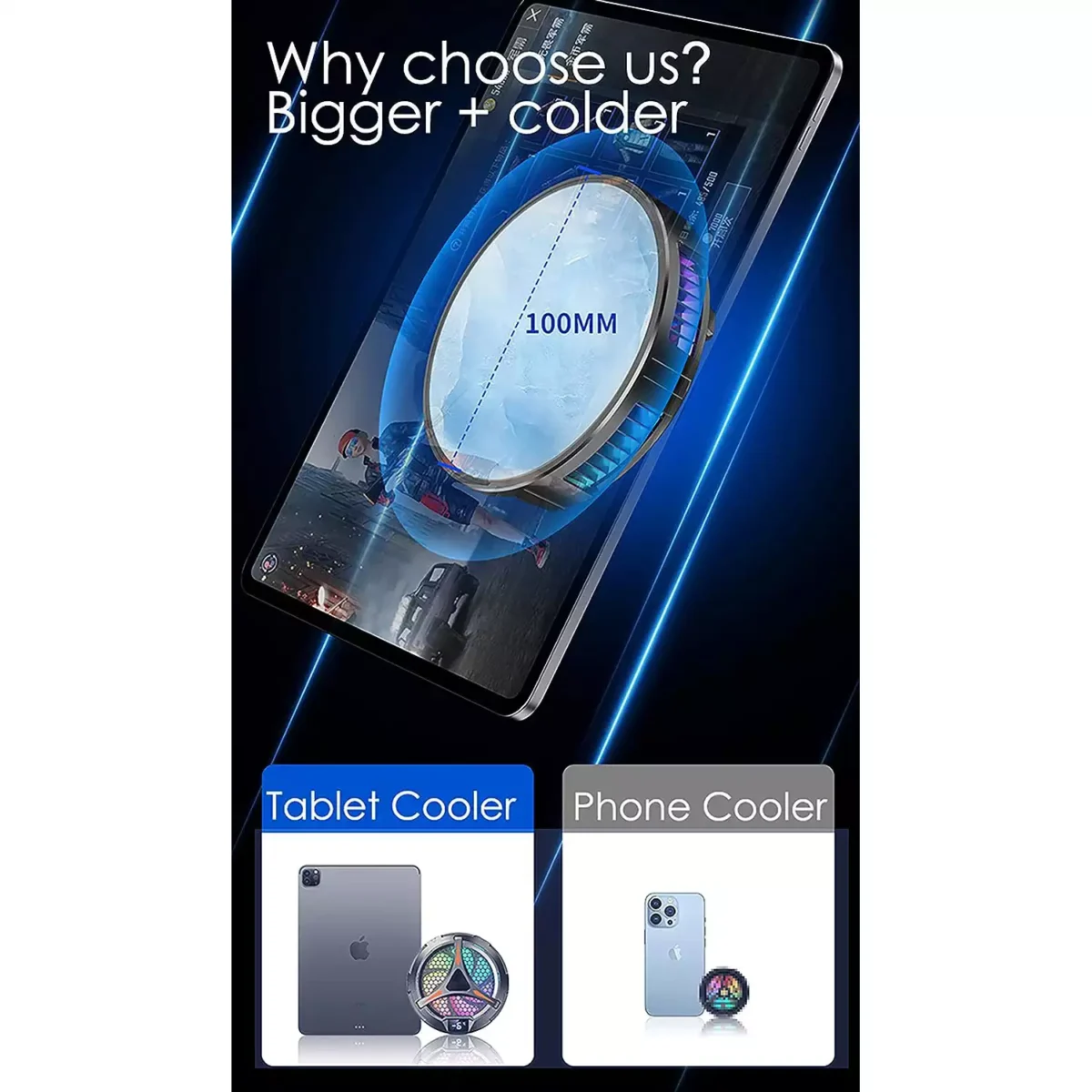 X42 Magnetic Tablet Cooling Fan Temperature Display Radiator for iPhone iPad Portable