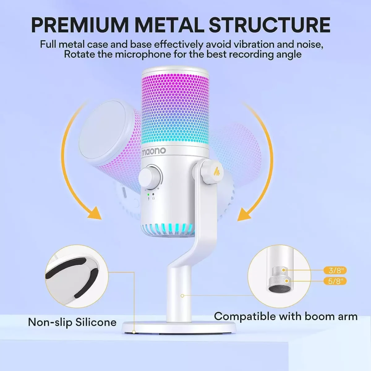MAONO DM30 RGB USB Gaming Microphone (White)