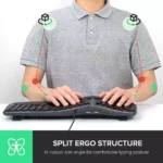 DeLUX Wired Ergonomic Split Ergo Keyboard with Wrist Rest, 2 USB Passthrough