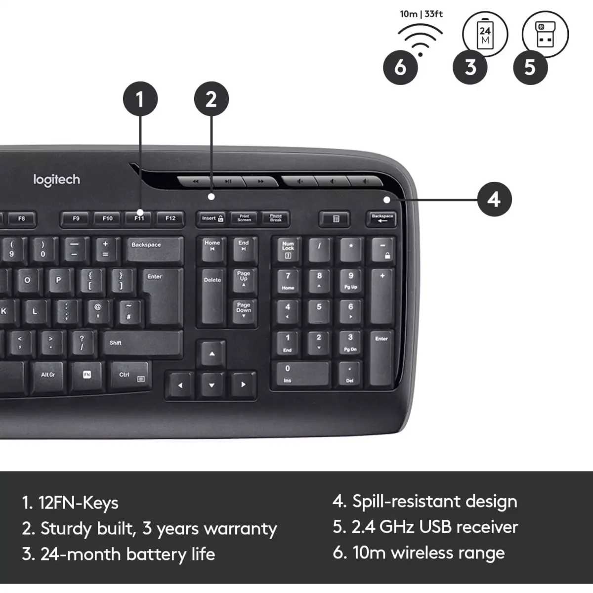 LOGITECH MK330 WIRELESS COMBO (Arabic)