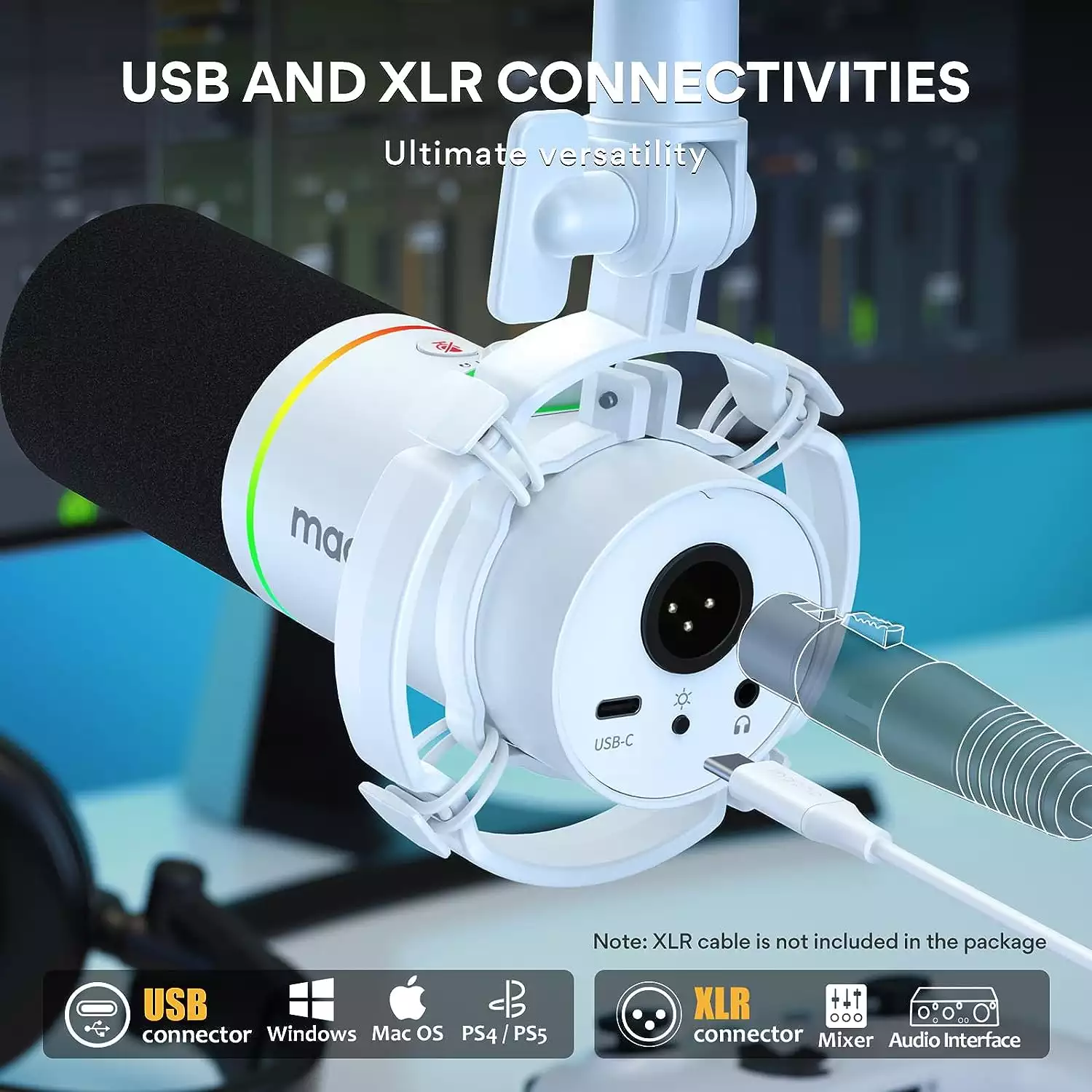 MAONO PD200X XLR/USB Podcast Dynamic Microphone (White)