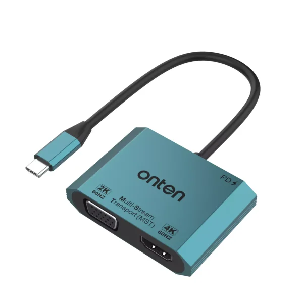 ONTEN M205 USB-C to HDMI VGA Adapter, 1080P VGA and 4K HDMI, USB-C Thunderbolt 3 to Dual Display Adapter. Compatible with Thunderbole3/4