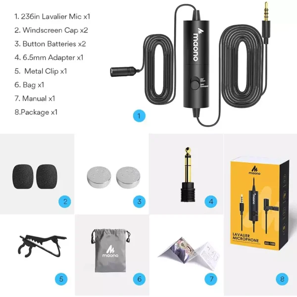 MAONO AU100 3.5MM Lavalier Microphone