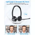 New Bee H361 USB Computer Call Center Headset in-Line Call Controls with Noise Cancelling Micphone