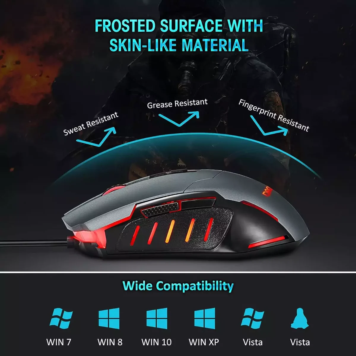 Dacoity T7 Gaming Mouse - Optical Sensor 7,200 DPI - Polling Rate 1000Hz - 7 Programmable Buttons - With Software