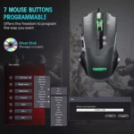 Dacoity T7 Gaming Mouse - Optical Sensor 7,200 DPI - Polling Rate 1000Hz - 7 Programmable Buttons - With Software