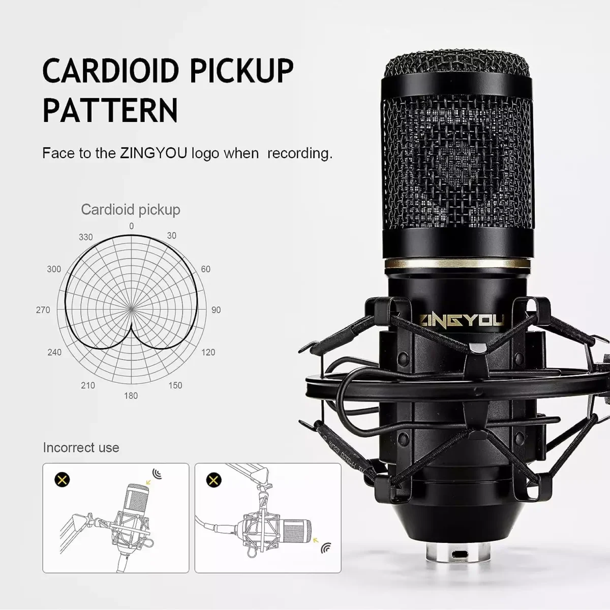 ZINGYOU BM-800 Condenser Microphone Bundle for Studio Recording & Brocasting (Black)