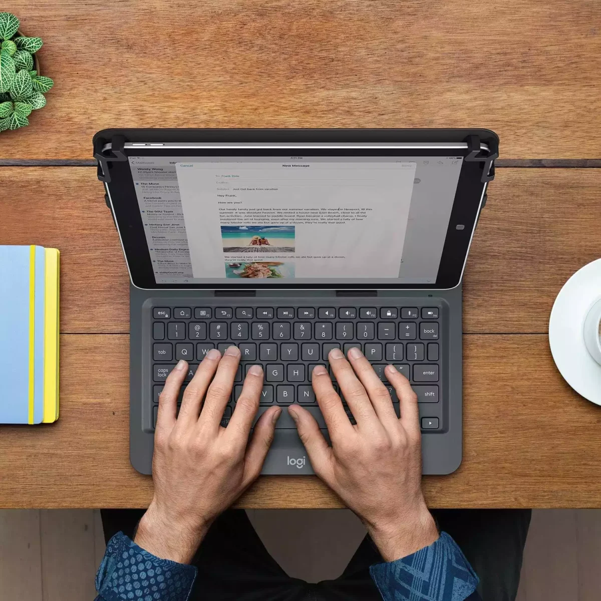 Logitech Universal Folio with Integrated Bluetooth 3.0 Keyboard for 9-10 Apple, Android, Windows Tablets (Black)