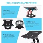 Aluminum Laptop Stand Designed for Apple Macbook and all laptop from 11 Inch to 17 Inch (Black)