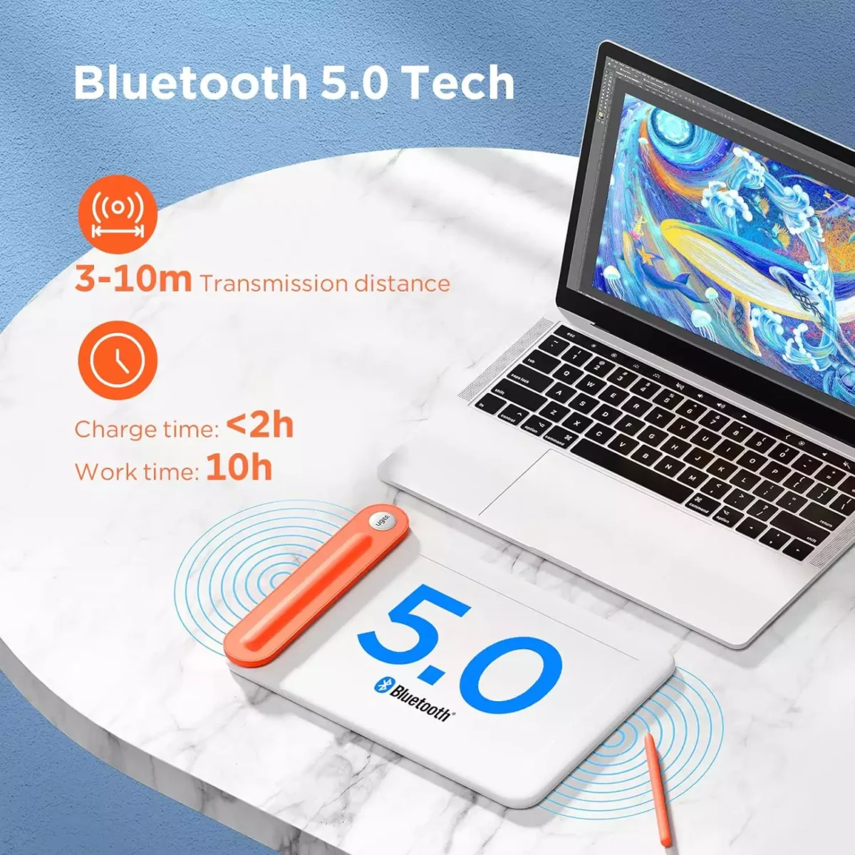 UGEE Q8W Bluetooth Graphic Drawing Tablet 8.5X6 Inch