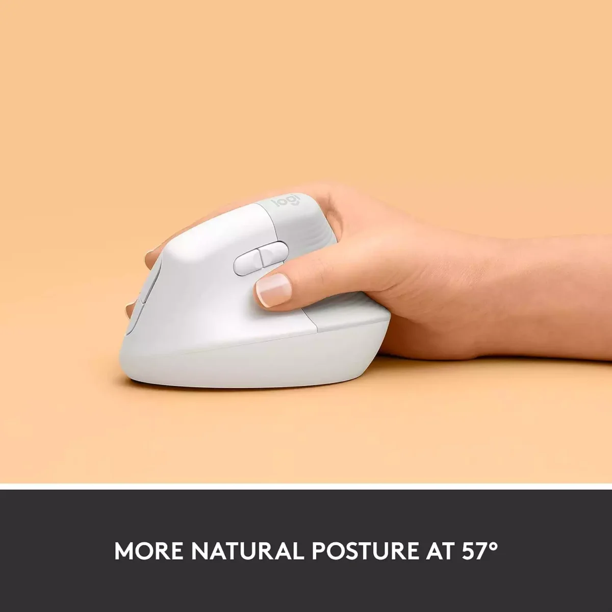 Logitech Lift Vertical Ergonomic Wireless Mouse (Off White)