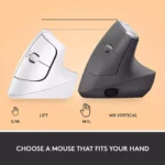 Logitech Lift Vertical Ergonomic Wireless Mouse (Off White)