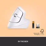 Logitech Lift Vertical Ergonomic Wireless Mouse (Off White)