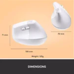 Logitech Lift Vertical Ergonomic Wireless Mouse (Off White)