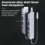 USB C Hub 5-in-1 with 4K HDMI 60W PD, 2 USB 3.0 Ports, 3.5mm Audio Jack