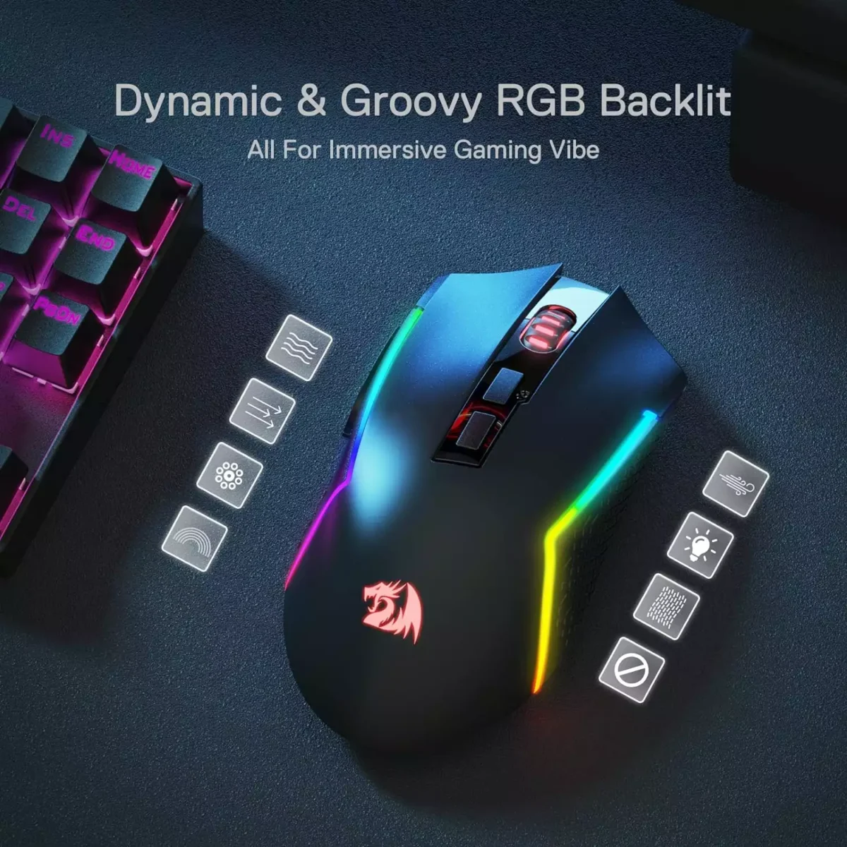 Redragon M693 3-Mode Connection Wireless Bluetooth Wired Gaming Mouse