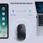 Wireless Bluetooth Silent Mouse, Rechargeable LED Dual Mode (Bluetooth 5.2 and USB Receiver)