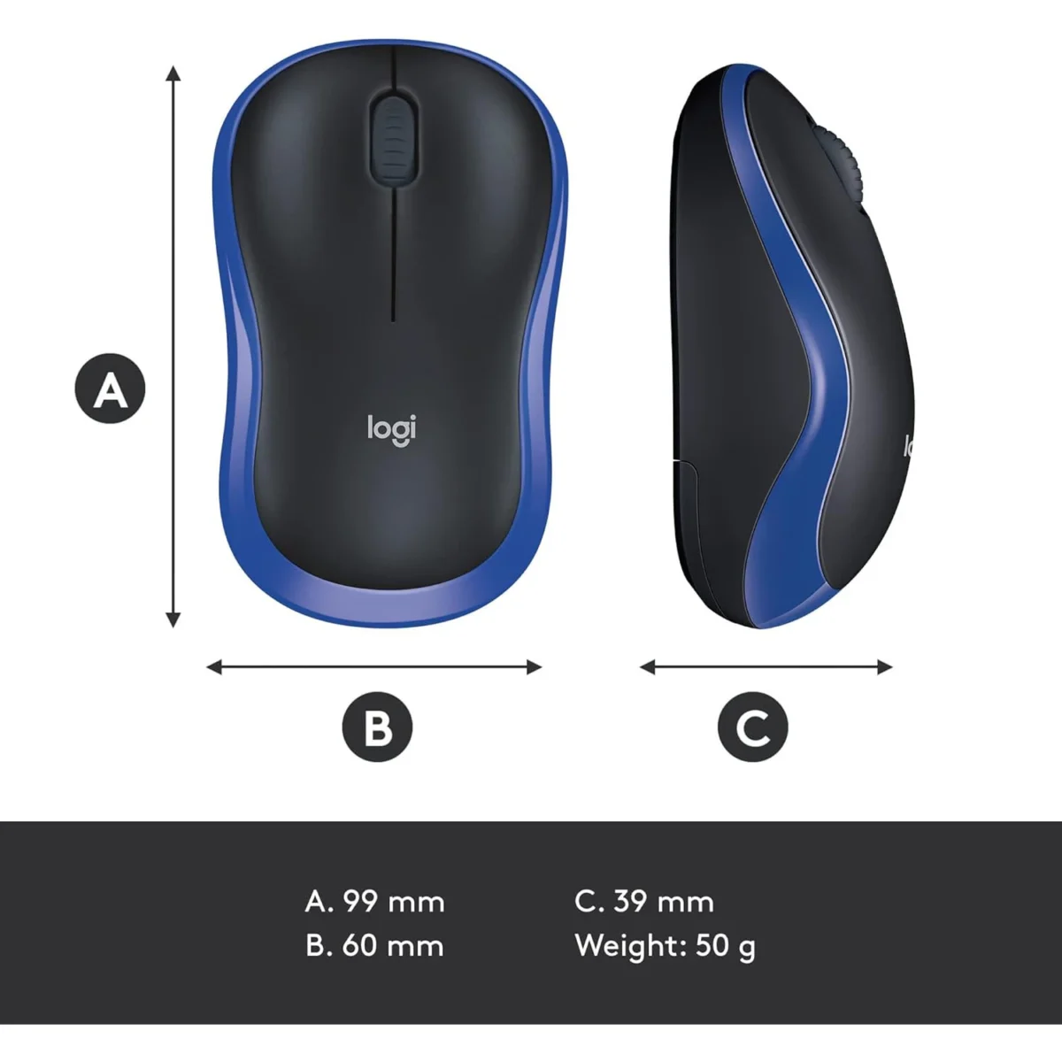Logitech M185 Wireless Mouse (Blue)