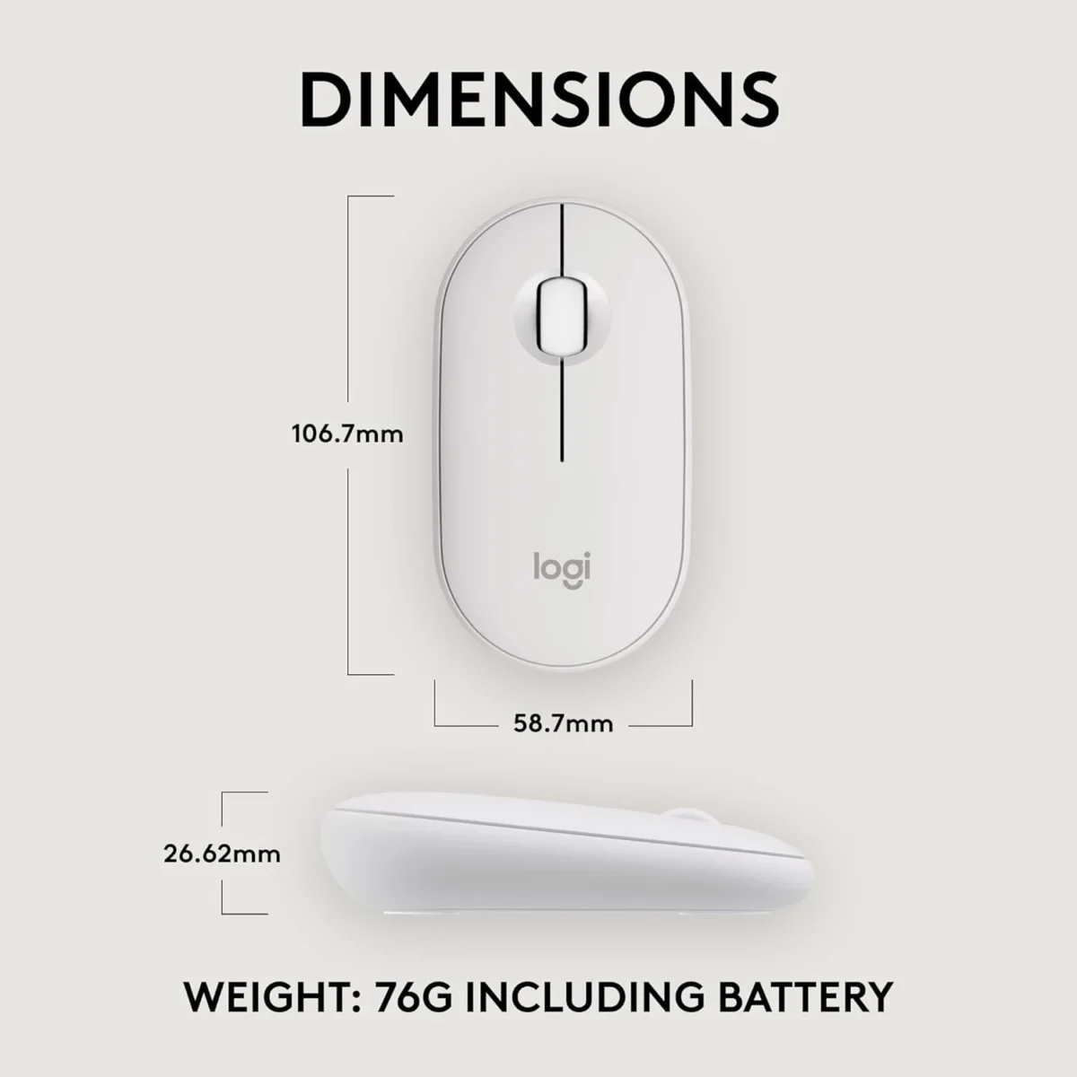 Logitech Pebble Mouse 2 M350s Slim Bluetooth Wireless Mouse (Off White)