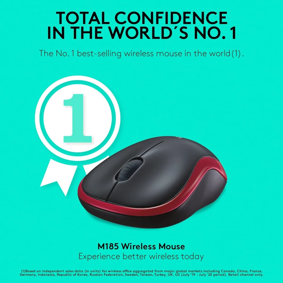 Logitech M185 Wireless Mouse (Red)