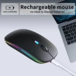 Wireless Bluetooth Silent Mouse, Rechargeable LED Dual Mode (Bluetooth 5.2 and USB Receiver)