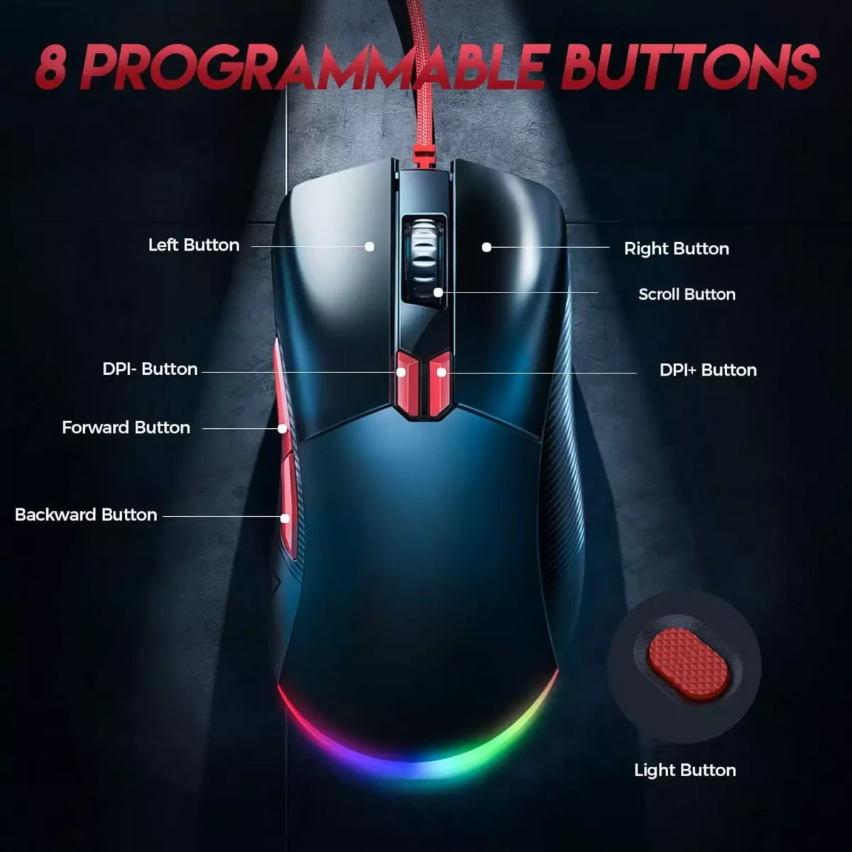 MONSTER AIRMARS KM4S RGB Gaming Mouse - Optical Sensor 16,000 DPI