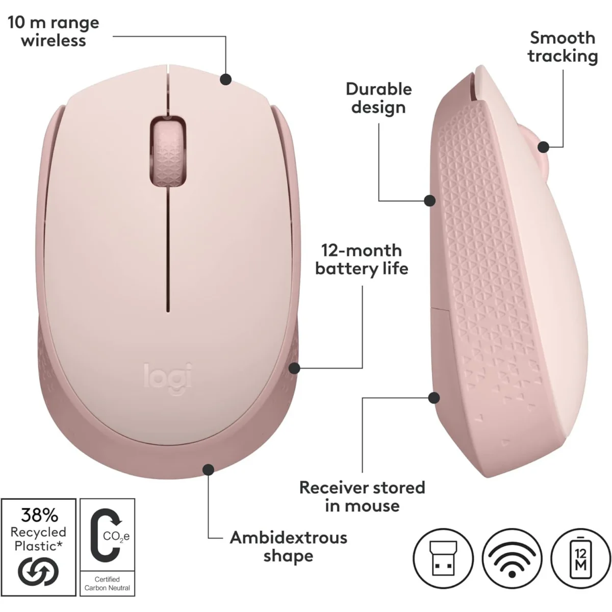 Logitech M171 WIRELESS MOUSE (Rose)