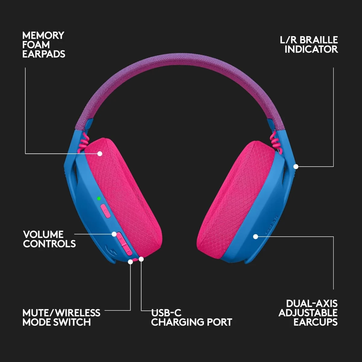Logitech G435 LIGHTSPEED Wireless and Bluetooth Gaming Headset (Blue)