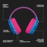 Logitech G435 LIGHTSPEED Wireless and Bluetooth Gaming Headset (Blue)