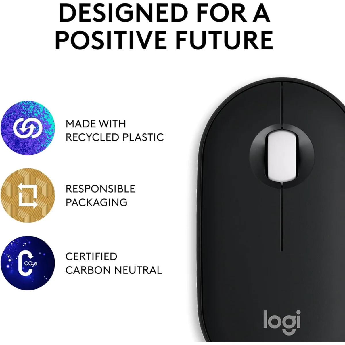 Logitech Pebble Mouse 2 M350s Slim Bluetooth Wireless Mouse (Graphite)