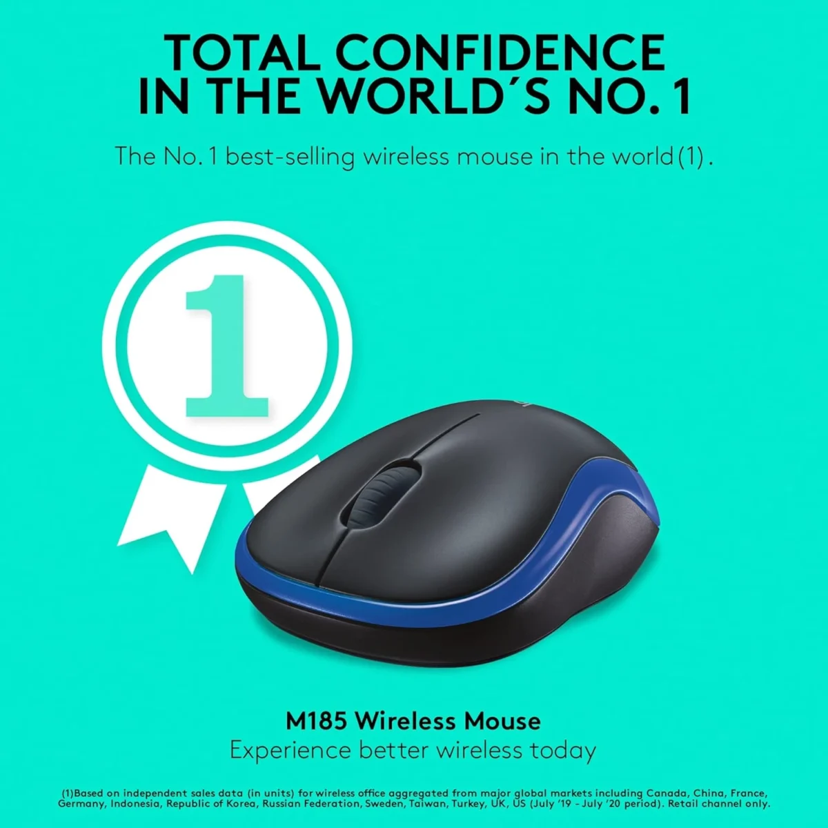 Logitech M185 Wireless Mouse (Blue)