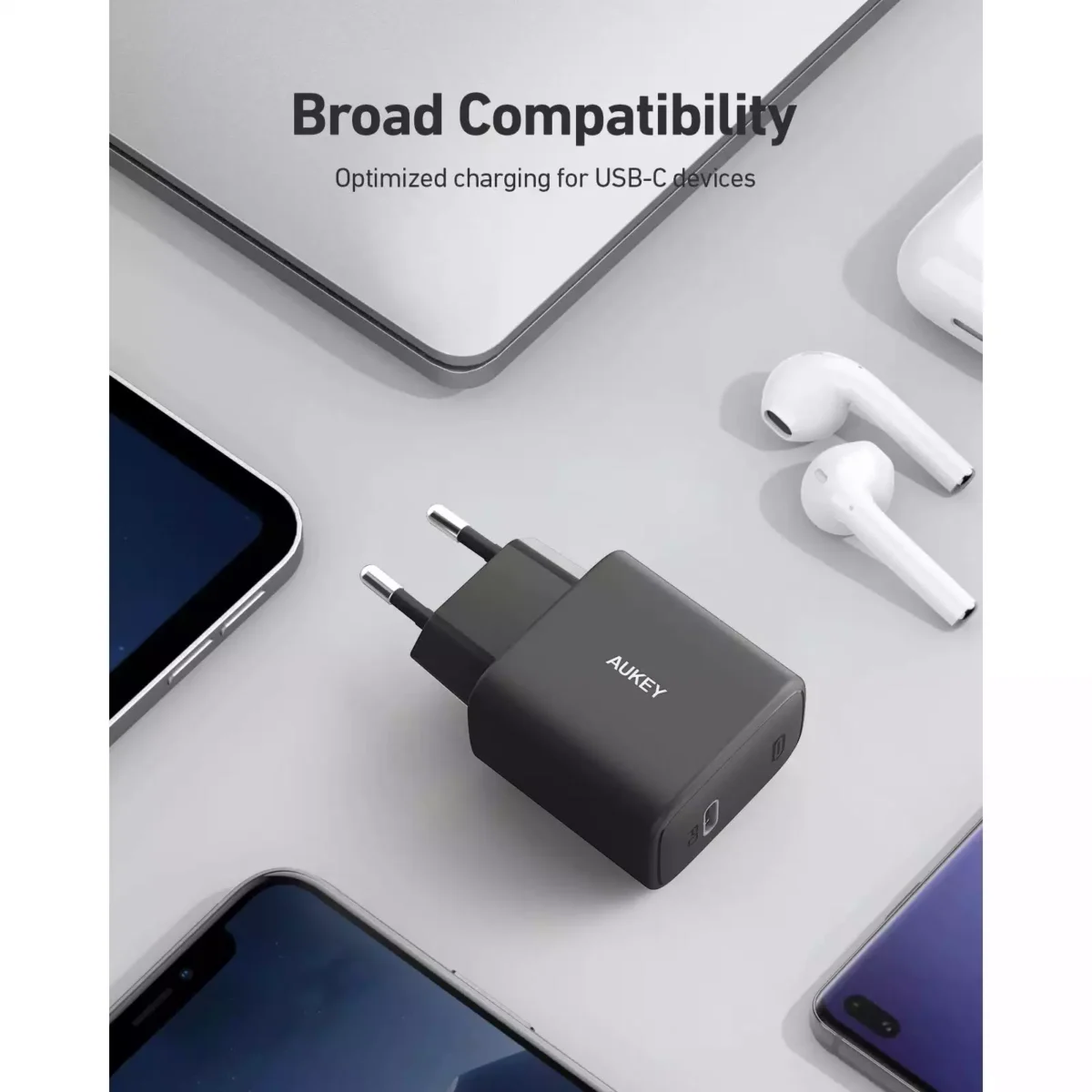 AUKEY Omnia PA-B2 USB C 61W GaN Wall Charger - PD 3.0 Fast Charging with Dynamic Detect
