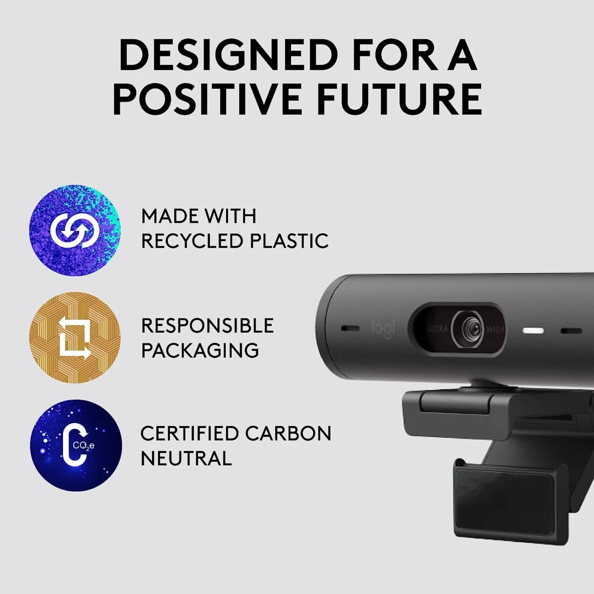 Logitech Brio 500 Full HD Webcam with Auto Light Correction,Show Mode, Dual Noise Reduction Mics (Graphite)