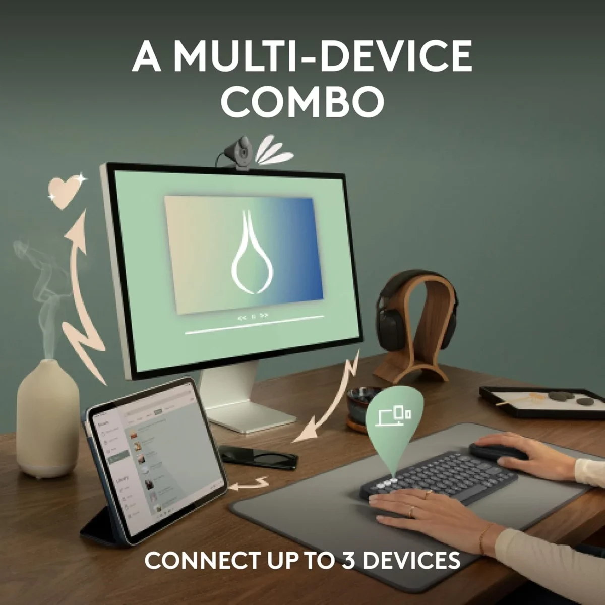 Logitech Pebble 2 Bluetooth KEYBOARD AND MOUSE COMBO (Arabic)