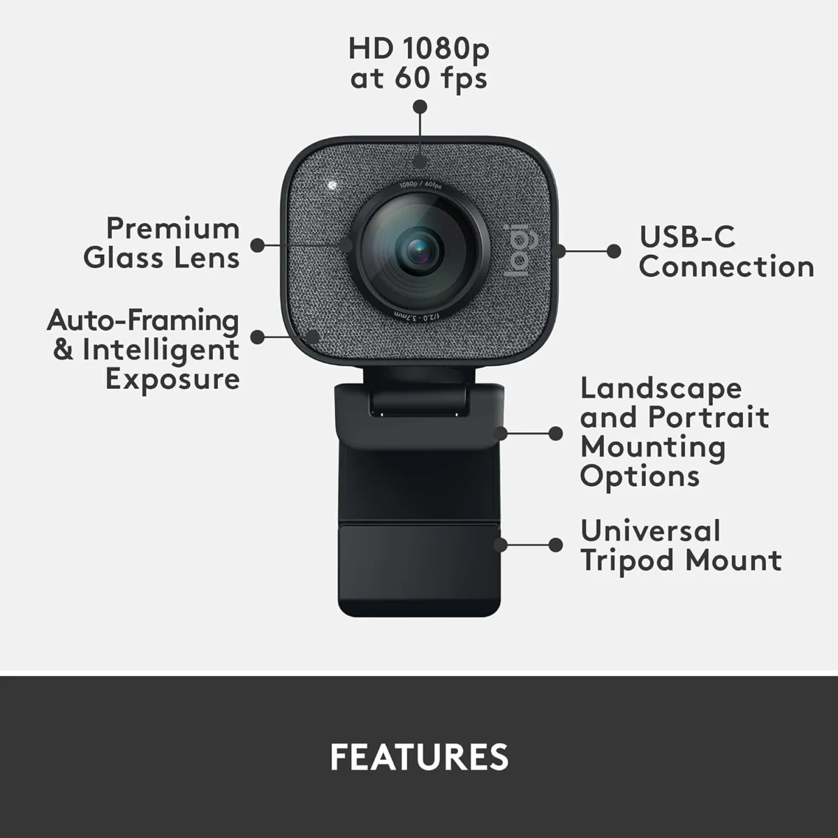 Logitech StreamCam Premium Webcam for Streaming and Content Creation Full HD 1080p 60 fps