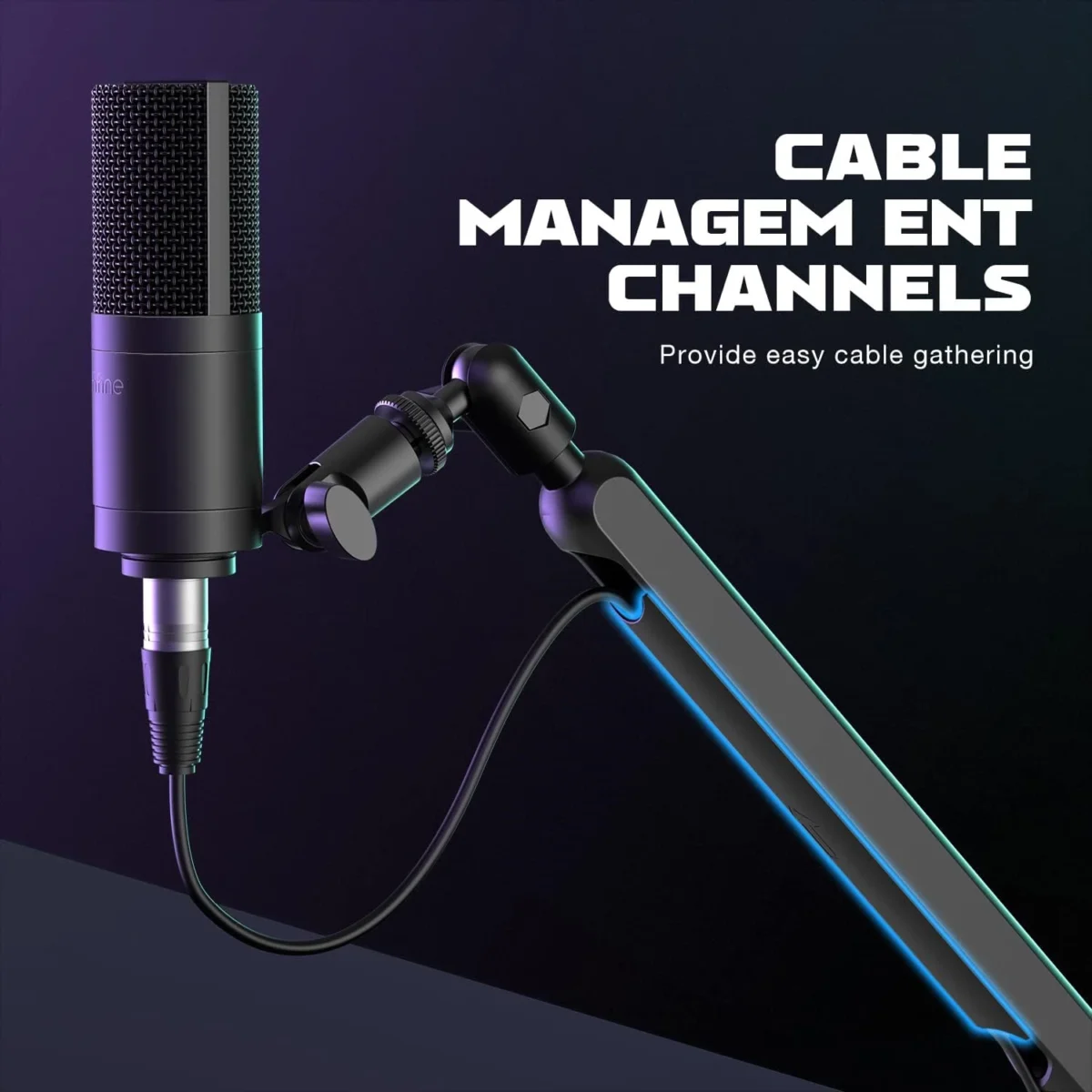 FIFINE BM88 Low Profile Microphone Boom Arm with Desk Mount Clamp, Screw Adapter, Cable Management, for Podcast Streaming Gaming Studio