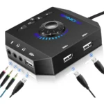 PHOINIKAS T10 External Sound Card, 3 USB Ports 6-in-1