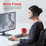 NUBWO HW02 USB Headset with Microphone Noise Cancelling &Audio Controls, Super Light (Stereo)